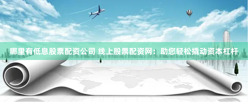 哪里有低息股票配资公司 线上股票配资网：助您轻松撬动资本杠杆